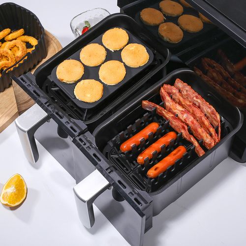 3 Piece Food Grade Silicone Baking Set for Air Fryer  Rectangular Tray, Bacon & Hot Dog Rack, Multipurpose Baking Tool