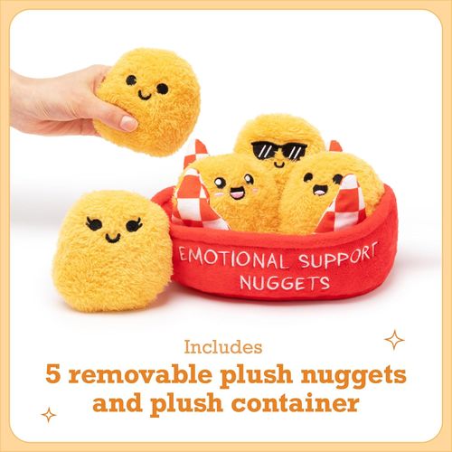 Emotional Support Chicken Nuggets by Relatable, Cuddly Plush Toys and Stuffed Animals, Includes 5 Plushies with Basket, Funny or Cute Holiday Stocking Stuffer