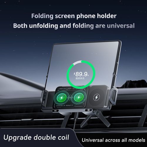 Trending New Products Electronic Gadgets 15W Anti Shake 360 Rotation Folding Screen Car Wireless Charger Pad Holder for iPhone
