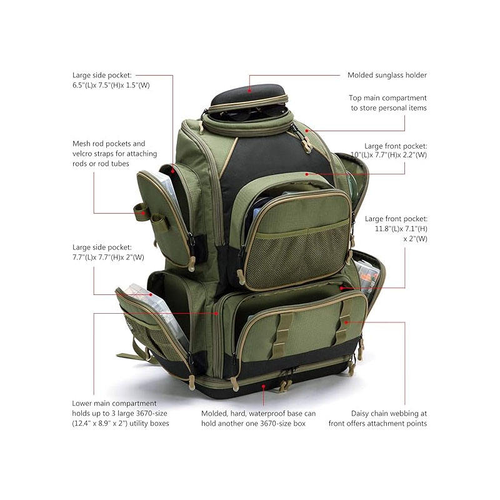 Large Capacity Waterproof Oxford Fishing Backpack with Reel & Rod Tackle Multi-Purpose Outdoor Product