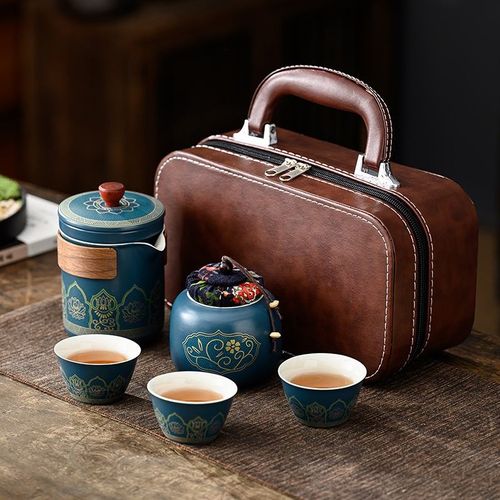 Portable Eco-Friendly Ceramic Tea Set Kung Fu Express Cup Gift Box Travel Outdoor Camping Business Annual