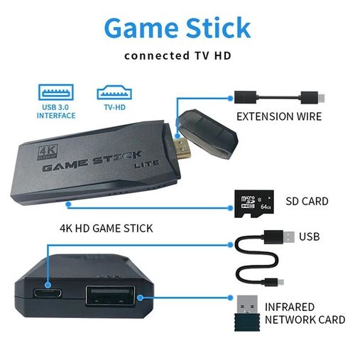 🎉Big Sale 🎉M8 Pro Game Stick 4K M8 Support Connect Mobile Phone Screen on TV Video Gaming Console 64GB 20000 Retro Games for PS SNES