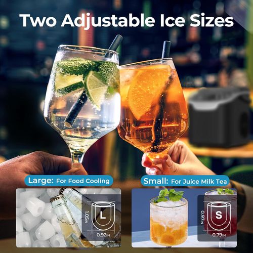 Ice Maker Machine with Handle, 26lbs in 24Hrs, 9 Ice Cubes Ready in 6 Mins, Auto Cleaning Portable Ice Maker with Basket and Scoop, for Home Kitchen Camping RV.