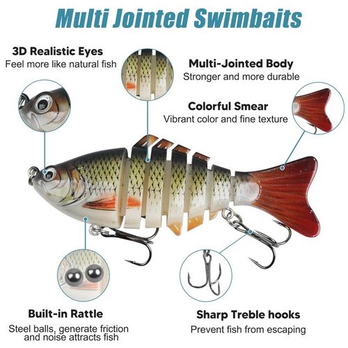 （5-Piece Set）10cm Luya bait multi-section fish plastic hard bait 18g seven-section Luya bionic bait segmented long-range fake bait bait