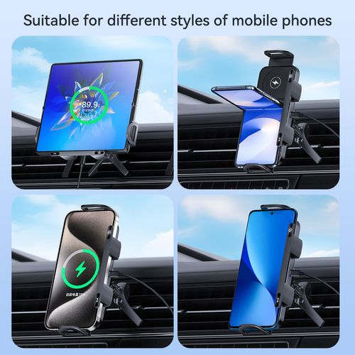 Trending New Products Electronic Gadgets 15W Anti Shake 360 Rotation Folding Screen Car Wireless Charger Pad Holder for iPhone
