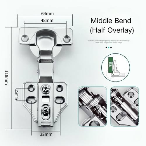 4 Packs Full Overlay Cabinet Door Hinges,105 Degree Adjustable Concealed Kitchen Cabinet Hinges Soft Close for Face Frame Cabinet