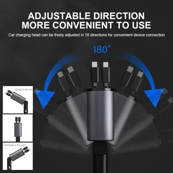New digital display flash charging USB adapter cigarette lighter one to four 120W super fast charging car charger