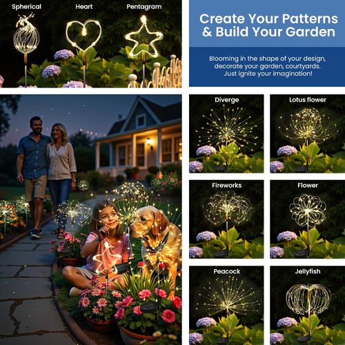 🔥HOT SALE🔥 COD！Fireworks Lights Solar Powered, Waterproof Fairy Garden Lights Decor Outside for Yard Pathway Lawn Patio