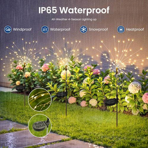 🔥HOT SALE🔥 COD！Fireworks Lights Solar Powered, Waterproof Fairy Garden Lights Decor Outside for Yard Pathway Lawn Patio