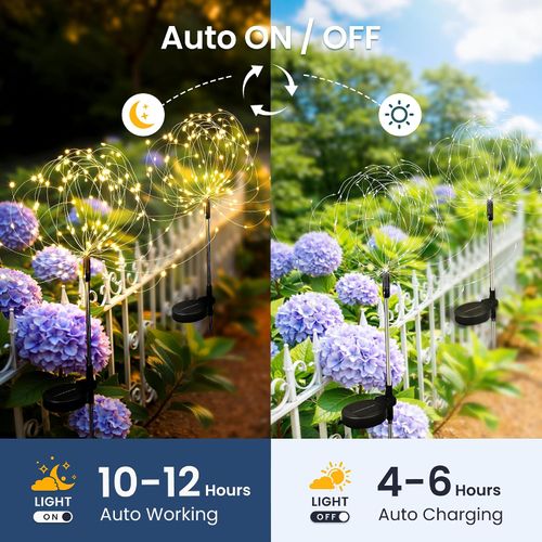 🔥HOT SALE🔥 COD！Fireworks Lights Solar Powered, Waterproof Fairy Garden Lights Decor Outside for Yard Pathway Lawn Patio