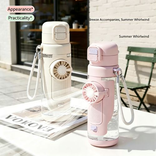 Rechargeable Spray Fan Water Cup Portable Outdoor Dual Drink