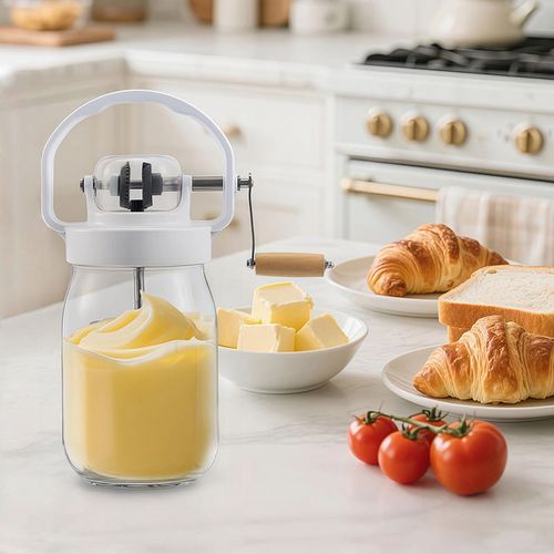 Glass Mason Jar Butter Churn Manual Homemade Butter Making Mixer