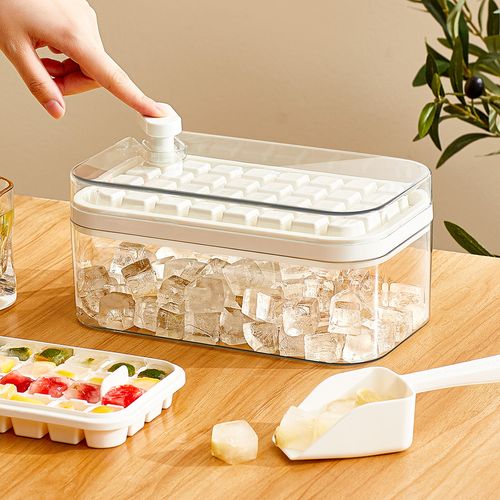 Large-capacity ice cube mould, ice cube tray, lidded container and scoop