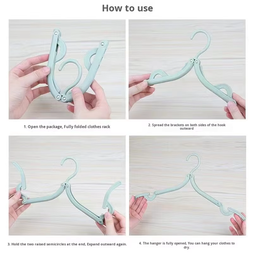 Portable foldable plastic clothes hanger