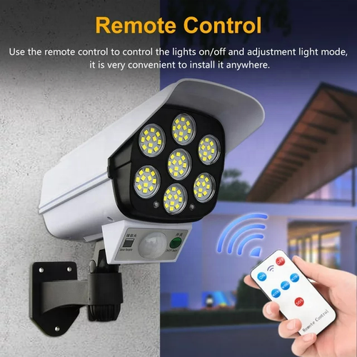 LED Solar Wall Light Outdoor Simulation Monitoring Light 3-Mode Motion Sensor Waterproof Garden Courtyard Porch Garage Street Lighting