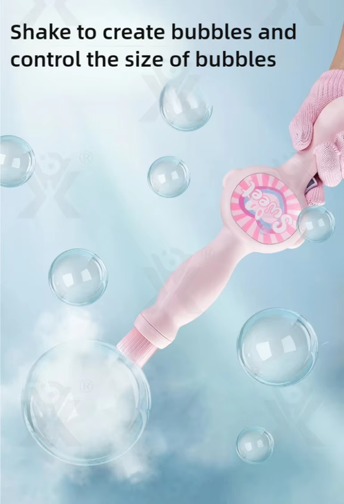 Electric multicoloured bubble machine, elastic magic wand bubble balls