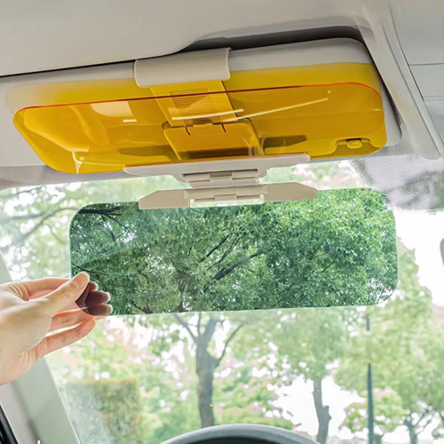 Car anti-glare sun visor with extended eye protection, suitable for both day and night driving