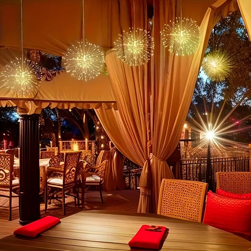 Hanging Solar Firework Lights: Waterproof Outdoor Starburst Fairy Lights for Gardens, Trees and Christmas Decorations