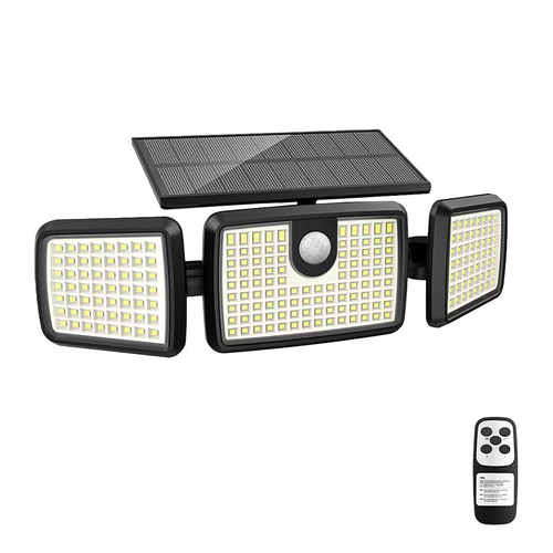 Au silver high-brightness IP67 waterproof 3-head LED outdoor solar lighting motion sensor remote control for courtyard garden paths