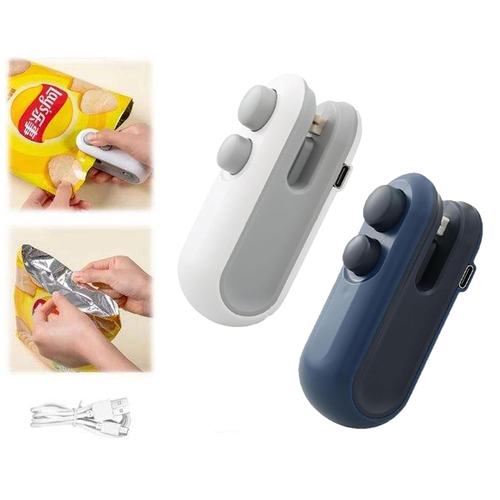 2-in-1 Mini Bag Sealer, Portable USB Rechargeable Handheld Bag Sealer and Cutter, Suitable for Snack Bags and Chip Bags