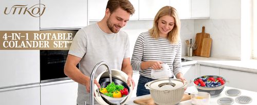 4-in-1 Drain Bowl Set - Rotatable Drain Basket