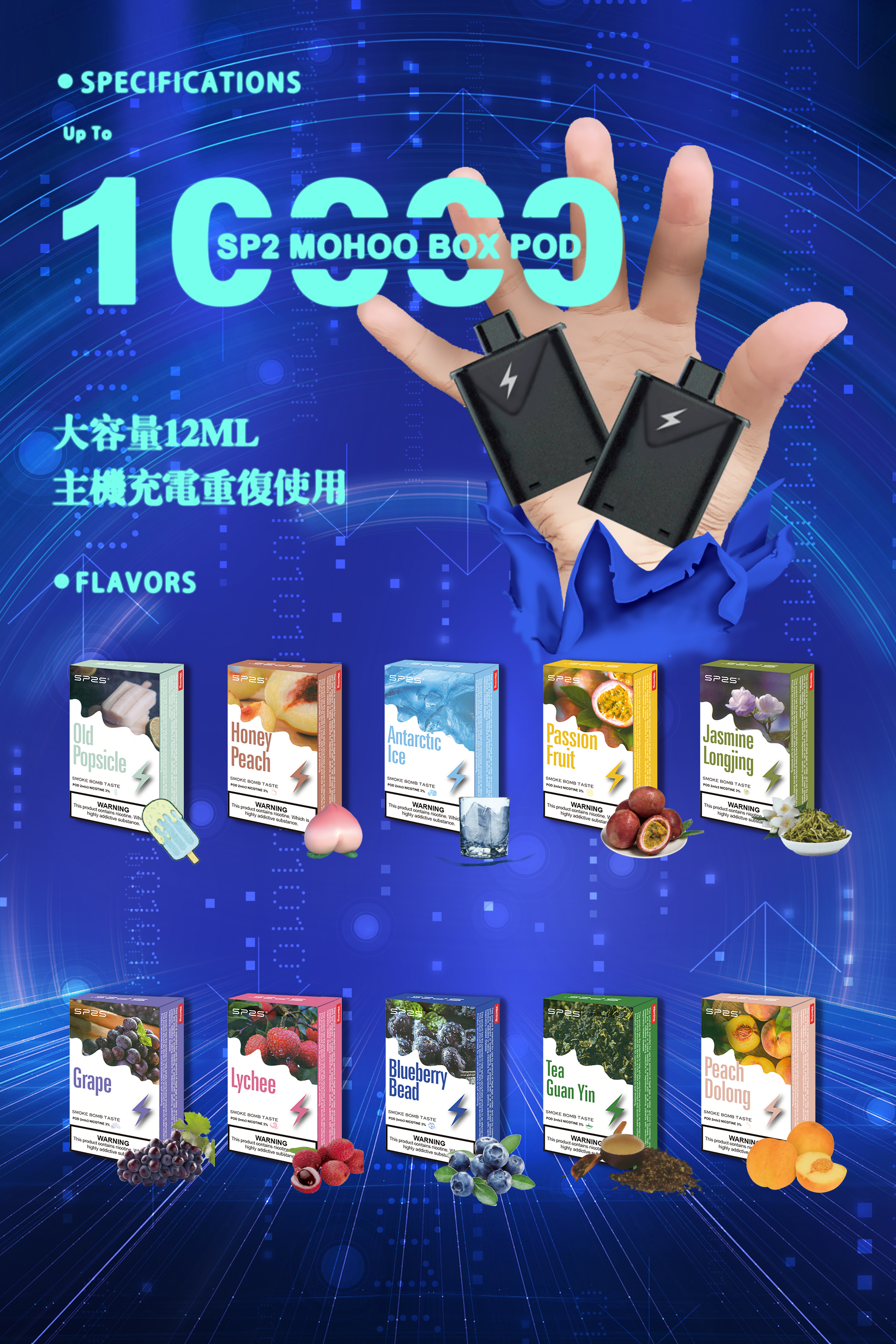 SP2 MOHOO BOX POD魔盒煙彈 大容量 買三送一鉅惠