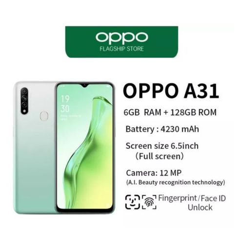 Share this product    OPPO A31 6-5inch 6GB+128GB 4230mAh 13MP+2MP+2MP+8MP Smartphone Dual SIM Fingerprint Cyan