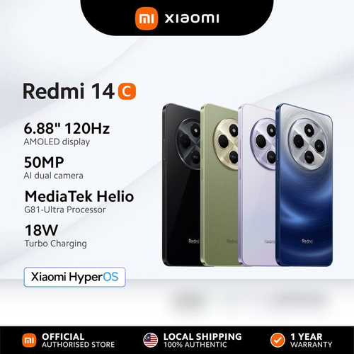 World Premiere Xiaomi Redmi 14C Global Version Immersion 6.88'' 120Hz Display 50MP AI Dual Camera Massive 5160mAh Battery