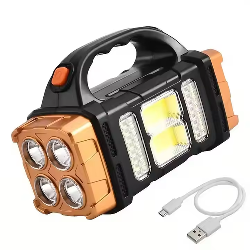 Powerful Solar LED Flashlight with COB Work Light 4 Speed ​​USB Rechargeable Flashlight Waterproof Solar Light for Outdoor Camping