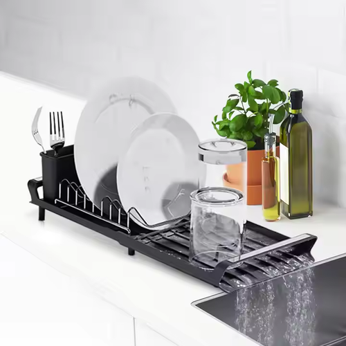 Multifunctional kitchen retractable dish drain storage rack