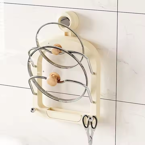 Multifunctional kitchen pot lid rack with suction cup