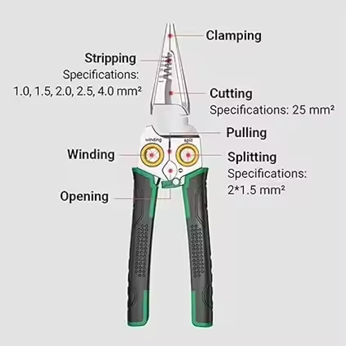 Multifunctional 8 in 1 long-nosed stainless steel electrician wire stripping pliers