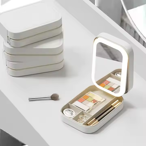Portable Travel Cosmetic Bag with LED Lighting