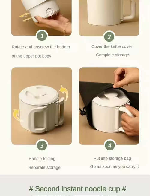 Foldable stainless steel electric kettle with constant temperature insulation