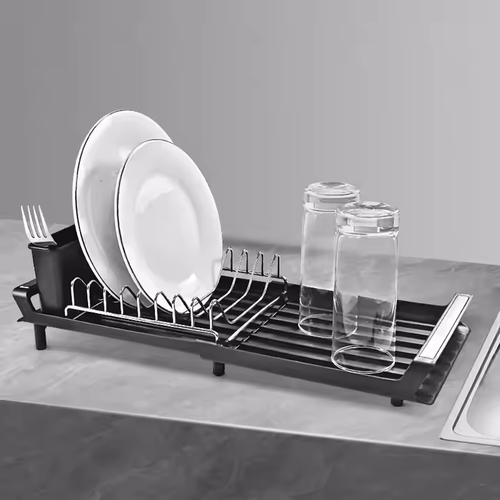 Multifunctional kitchen retractable dish drain storage rack