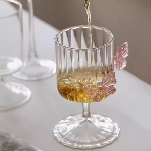 Cute glass creative 3D bow high-foot glass summer champagne high-foot glass