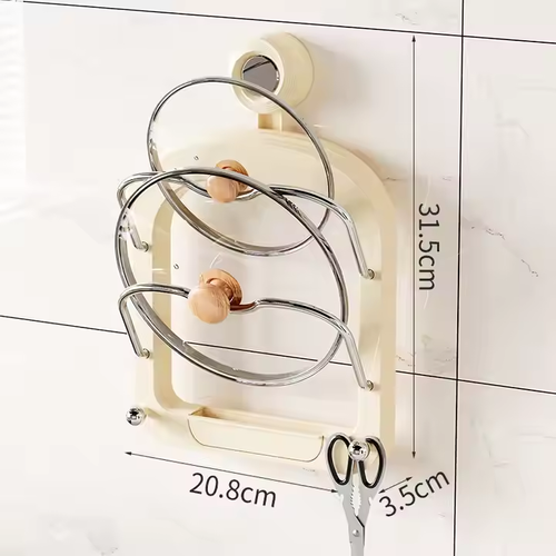 Multifunctional kitchen pot lid rack with suction cup