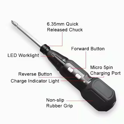 USB Rechargeable Li-ion Battery Powered Electric Drill Tool Cordless Screwdriver
