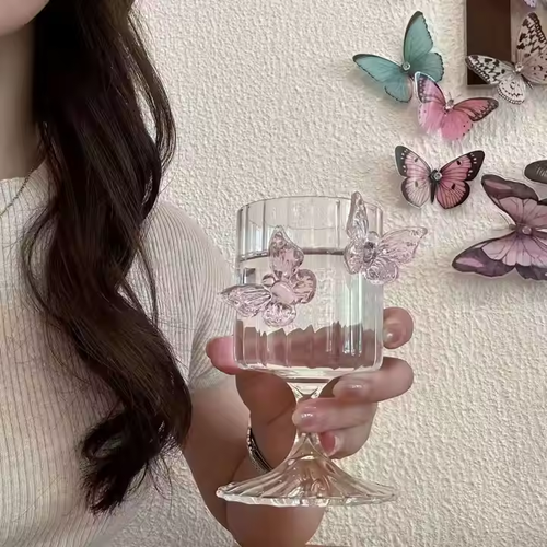 Cute glass creative 3D bow high-foot glass summer champagne high-foot glass