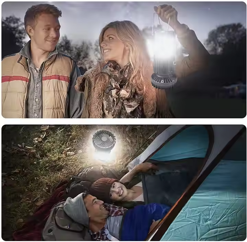 Portable Solar LED Camping Light with Fan Lantern
