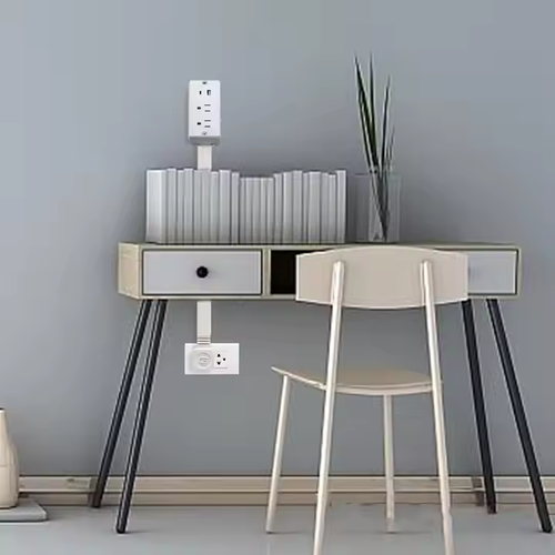 Power outlet extender, 180° rotatable, with USB-A and USB-C ports, expands outlets for hard-to-reach places