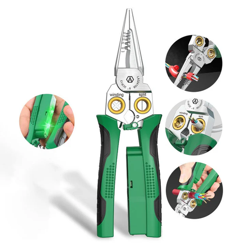Multifunctional 8 in 1 long-nosed stainless steel electrician wire stripping pliers