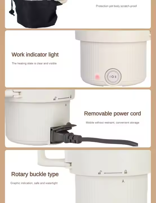 Foldable stainless steel electric kettle with constant temperature insulation