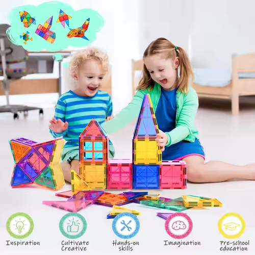 DIY Magnetic Building Blocks Educational Magnetic Blocks Sets Plastic 3d Magnetic Tiles Puzzle Toy