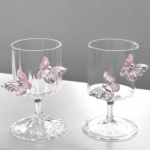 Cute glass creative 3D bow high-foot glass summer champagne high-foot glass