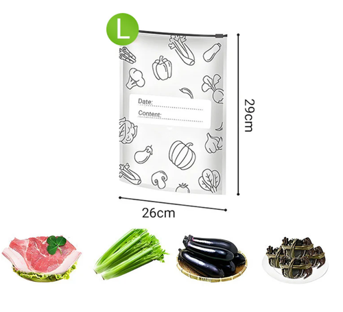 🍗1 SetL(26*29cm) (10pcs pack)🥦Reusable Aluminum Foil Sealable Storage Bags
