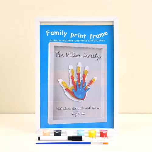 Custom Pine Wood Photo Frame for Kids Handprint & Footprint - Creative DIY Family Memory Gift with Kit