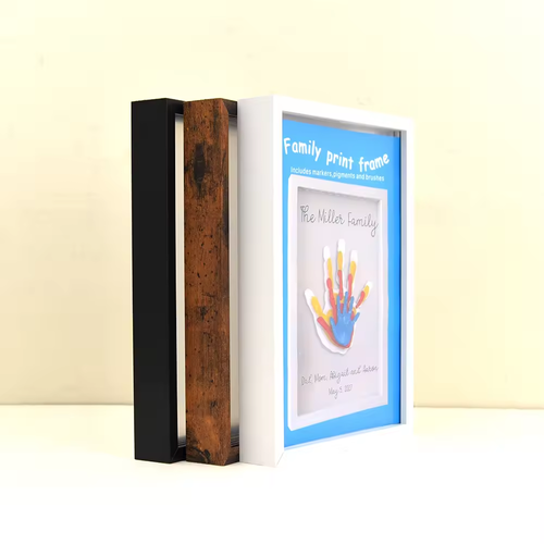 Custom Pine Wood Photo Frame for Kids Handprint & Footprint - Creative DIY Family Memory Gift with Kit