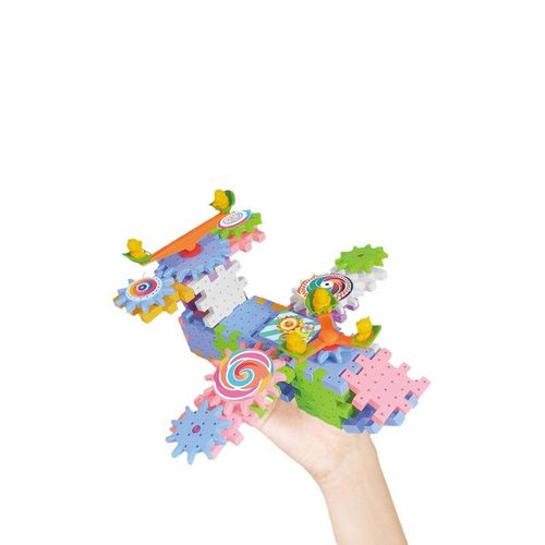 Versatile Electric Plastic Building Blocks DIY Gear Rotation Block Track Car Animal Nature Theme Kids Educational Electronic Toy