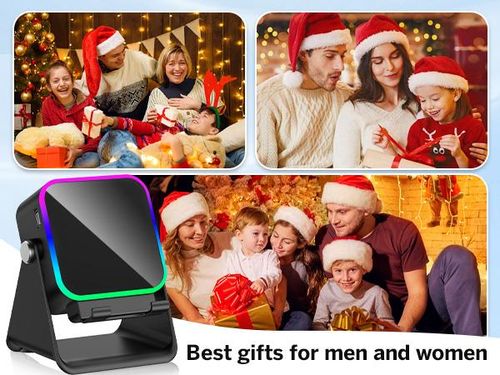 PUTARE Wireless Induction Audio Speaker Stand, 5in1 Cellphone Holder, 3500mAh Rechargeable Emergency Power Bank,360° Adjustable Mobile Tablet Stand with Colorful Ambient Light Gifts for Men Women, tiktokshopbacktoschool